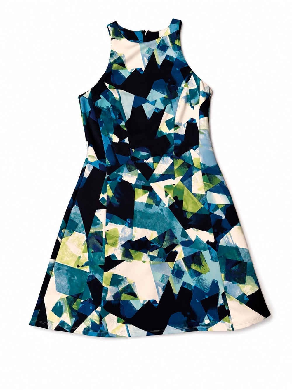 Women’s Sleeveless Mosaic Dress in Blue & Green
